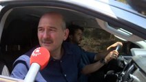 Yangın bölgesine giden Bakan Soylu, CHP'li başkanla ilgili soruya bir hayli sert çıktı: Çöp arabasına baksın