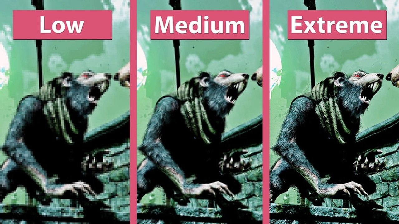 Warhammer: the end times - vermintide - niedrige, mittlere und extreme details auf dem pc im vergleich