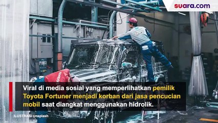 Toyota Fortuner Terlempar saat Dicuci, Warganet: Nyuci 50 Ribu, Perbaikan 25 Juta