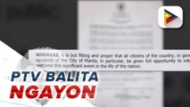 June 30, idineklarang special non-working holiday sa Maynila para sa inagurasyon ni PBBM;