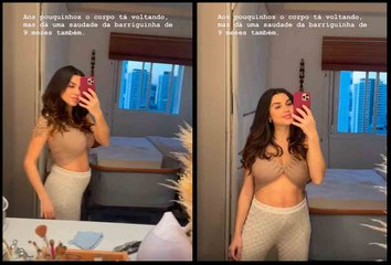 Paula Amorim mostra corpo 7 dias após parto: ‘Aos pouquinhos está voltando’