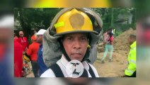 Rescatan a tres obreros tras quedar atrapados por deslizamiento de tierra en Santiago