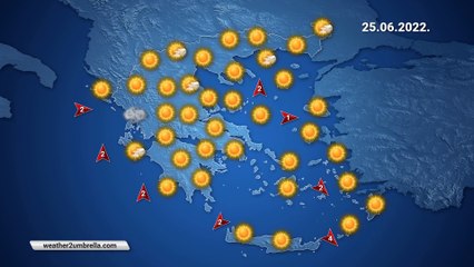 Η πρόγνωση του καιρού για το Σάββατο 25-06-2022