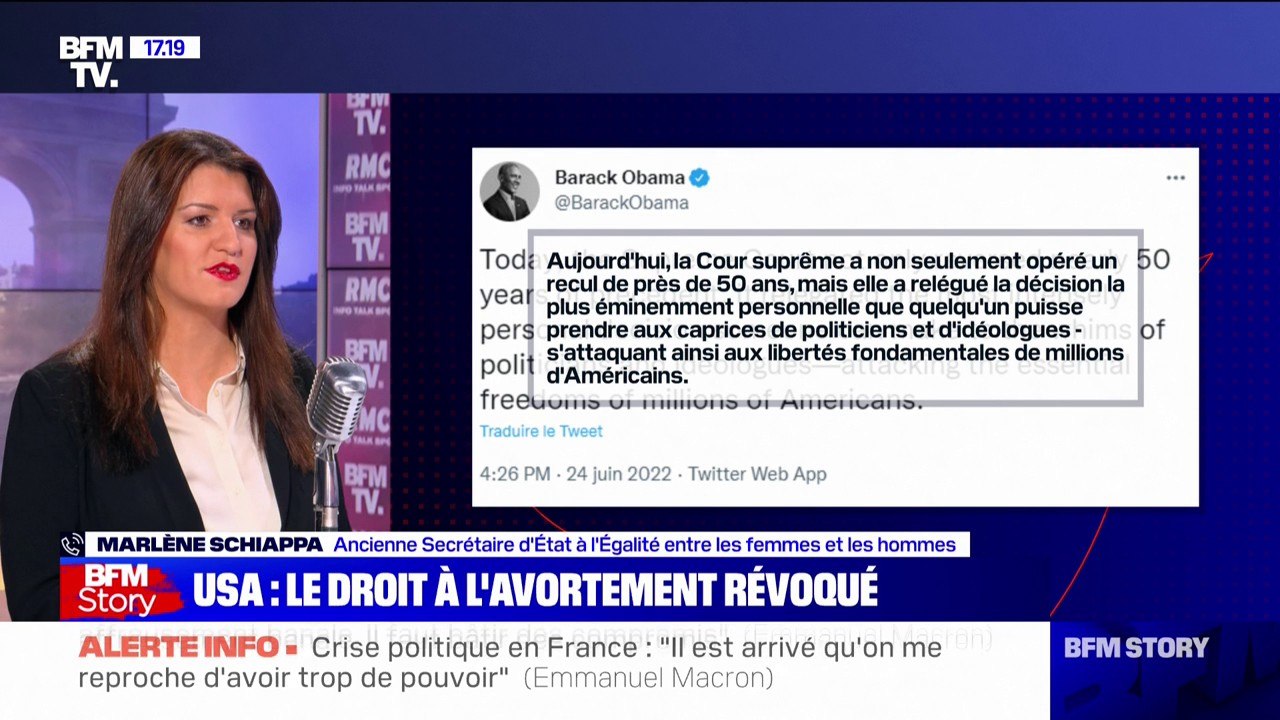 Révocation du droit à l'avortement: "Honte à la Cour suprême des États-Unis", réagit Marlène Schiappa