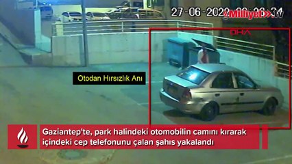 Park halindeki otomobilin camını kırıp telefonunu çaldı