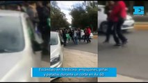 Escándalo en Medicina: empujones, piñas y patadas durante un corte en Av. 60