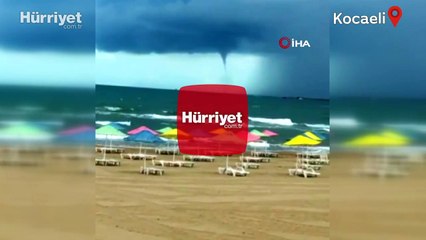 Deniz ortasında korkutan hortum kamerada