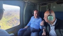 Bakanlar Kirişci ve Soylu Marmaris'te yangın sahasını helikopterle havadan inceledi