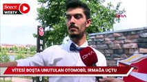 Vitesi boşta unutulan aracın ırmağa düşme anı kamerada