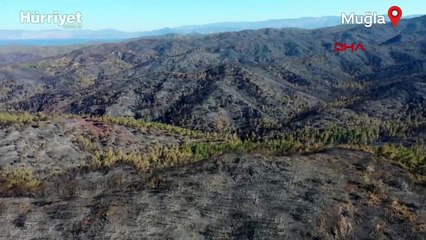 Marmaris'te yanan alanlar havadan görüntülendi