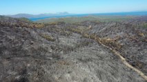 Marmaris’te yanan ormanlık alanlar havadan görüntülendi