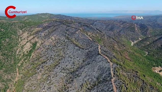 Marmaris'te yanan alanlar havadan görüntülendi