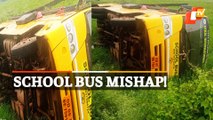 School Bus Mishap In Cuttack | Bus Carrying Children Overturns