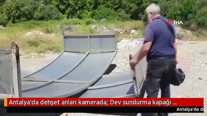 Antalya'da dehşet anları kamerada: Dev sundurma kapağı turistlere böyle çarptı