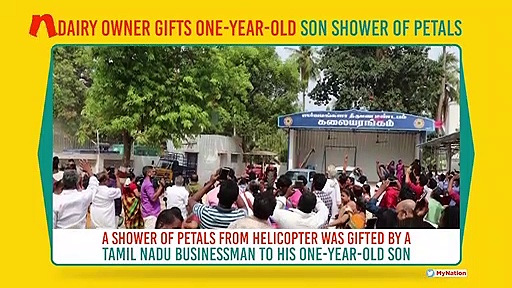 Tamil Nadu: Helicopter showers rose petals on 1-year-old baby as businessman celebrates son’s birthday