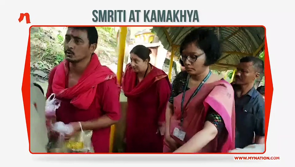Smriti Irani offers prayer at Bagala temple in Guwahati