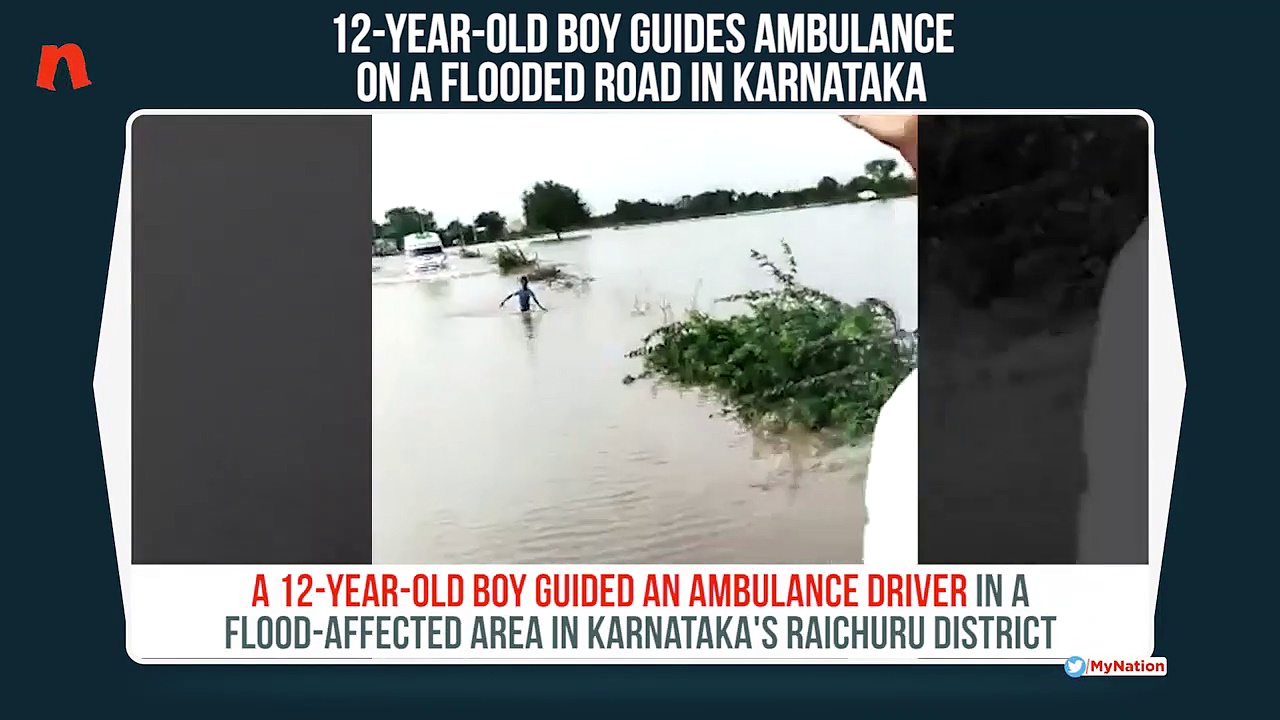 Karnataka boy guides ambulance in neck-deep water; video goes viral