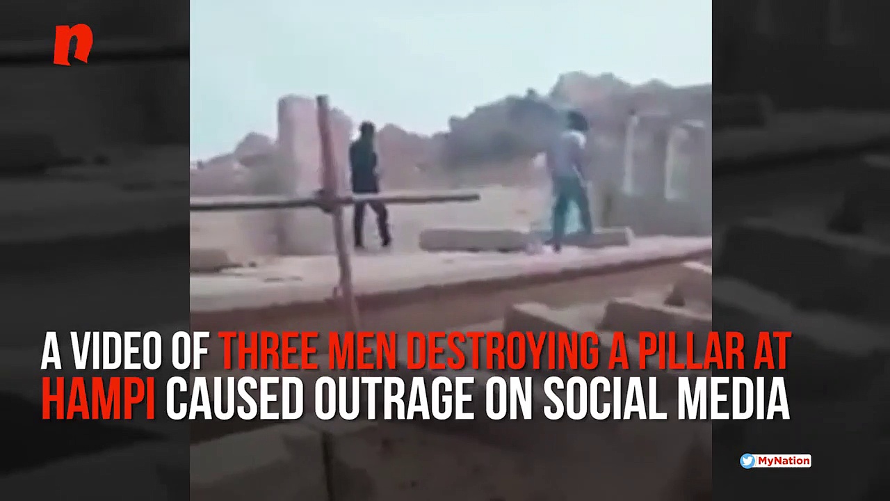 Watch: 3 men vandalise pillars at Hampi world heritage site; police begin probe