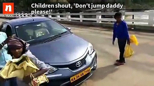 Karnataka rain: Man jumps into overflowing river as children shout, 'don't jump daddy please' (Video)