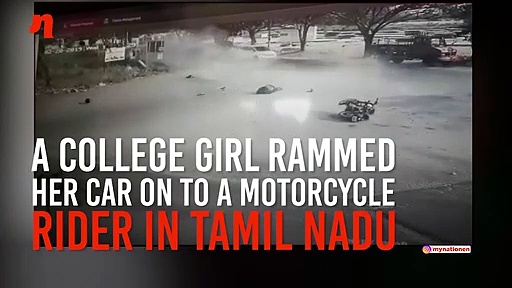 Accident captured on CCTV: College girl hits bike, speeds off without stopping car in Coimbatore