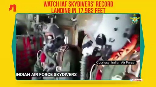 Watch IAF skydivers' record landing in 17,982 feet