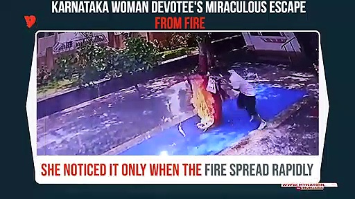 Miraculous escape for Karnataka woman after her saree catches fire at Hubballi temple