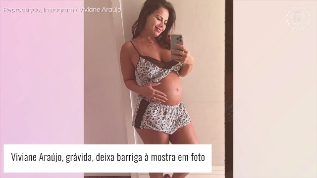 Viviane Araújo, com 30 semanas de gestação, exibe barriga de gravidez em foto: 'Maior tesouro'
