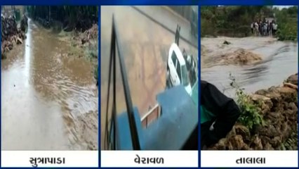 ગીર સોમનાથઃ વિવિધ વિસ્તારોમાં ભારે વરસાદ, નદીઓ થઈ બે કાંઠે વહેતી; જુઓ વીડિયો