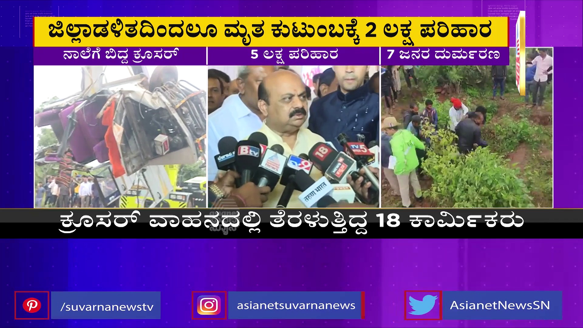 ಬೆಳಗಾವಿ ಅಪಘಾತ: ಮೃತ ಕಾರ್ಮಿಕರ ಕುಟುಂಬಗಳಿಗೆ ತಲಾ 7 ಲಕ್ಷ ಪರಿಹಾರ, 