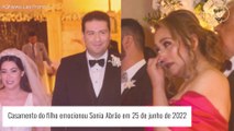 Sonia Abrão se emociona no casamento do único filho com jornalista; curiosidade do casal chama atenção