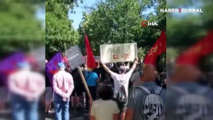 İspanyalılar ayakta: Binlerce kişi bir araya geldi, "NATO'ya hayır" sloganlarıyla zirveyi protesto etti