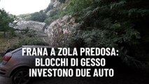Frana a Zola Predosa: blocchi di gesso investono due auto