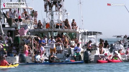 Greasy pole competition returns to Massachusetts after pandemic break