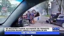 Varios lesionados en colisión seguida de volcamiento en bulevar de San Pedro Sula