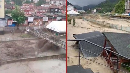 Son dakika! İnebolu'da sel nedeniyle 2 köprü çöktü; vatandaşlara "Dükkan açmayın, üst katlara çıkın" uyarısı yapılıyor