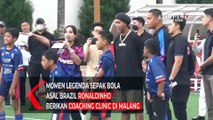 Momen Legenda Sepak Bola Asal Brazil Ronaldinho Berikan Coaching Clinic di Malang