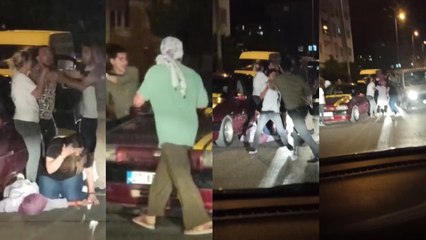 Hamile kadın bayıldı, sürücüler kavgaya devam etti