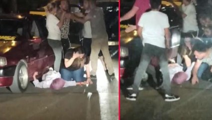Yol kavgasında ortalık karıştı! Hamile kadının bayılmasına aldırış etmemeleri pes dedirtti