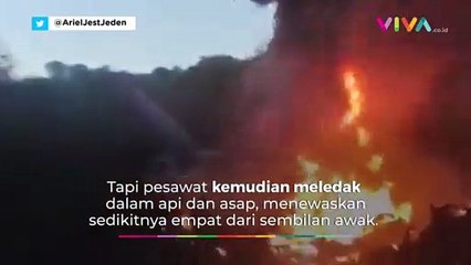 Detik-detik Pesawat Il-76 Rusia Terbakar di Udara dan Jatuh