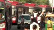 People run to catch Redline buses in Delhi...