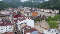 KASTAMONU - (DRONE) Bozkurt'ta sağanak nedeniyle taşan çaylar su baskınlarına neden oldu (2)