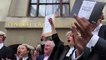 Criminal barristers protest outside courts in England and Wales during industrial action