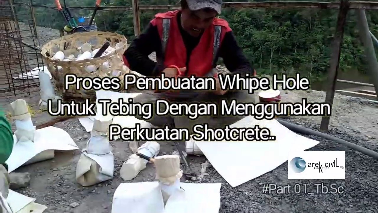 the process of making whip holes for javelin by using the power of shotcret
