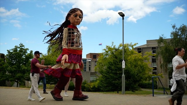 Little Amal puppet returns to Canterbury to raise awareness of refugee plights
