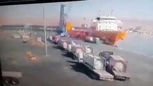 بالفيديو.. أولى لحظات لتسرب صهريج غاز سام بميناء العقبة
