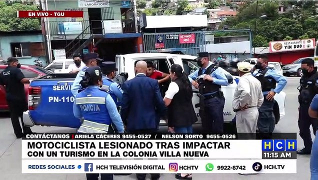 Policía resulta lesionado tras colisión en col. Villa Nueva