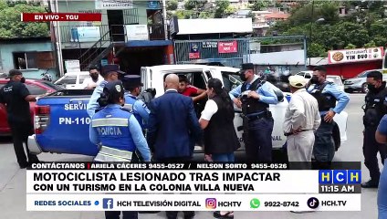 Policía resulta lesionado tras colisión en col. Villa Nueva