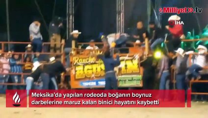 Meksika’daki rodeoda boğanın saldırdığı anlar kamerada