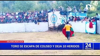 Huancavelica: Toro escapa de coliseo y 10 personas terminan heridas