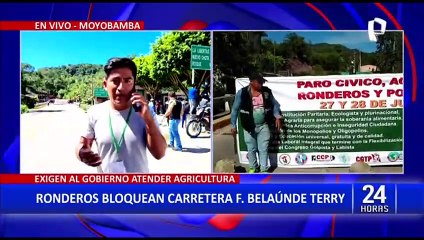Moyobamba: agricultores bloquean carretera en protesta contra gobierno